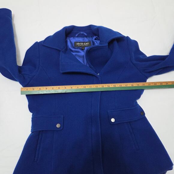 KRISTEN BLAKE Vintage Woman's Wool Blue Pea Coat Size Large - Picture 8 of 8